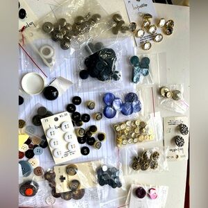 Assorted Button Collection - Black, White, Blue, Gold